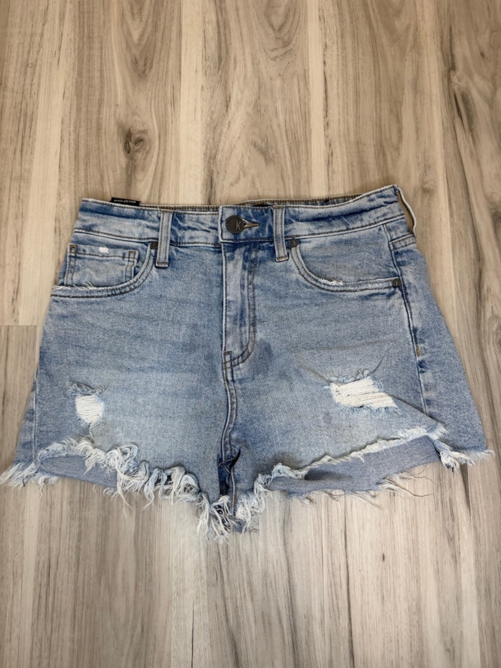 KUT Jane High -Rise Distressed Denim Shorts - Light Blue size 00